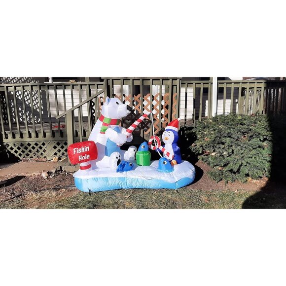 🆕6 FT Christmas Inflatable Fishing Bear Outdoor Yard Garden Decoration - Picture 2 of 11